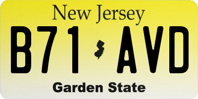 NJ license plate B71AVD