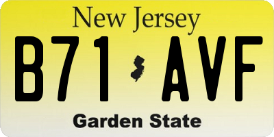 NJ license plate B71AVF