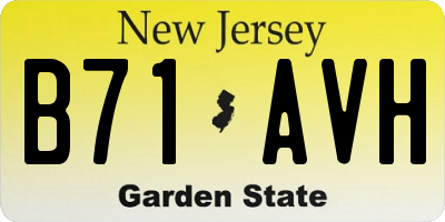 NJ license plate B71AVH