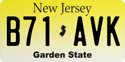 NJ license plate B71AVK