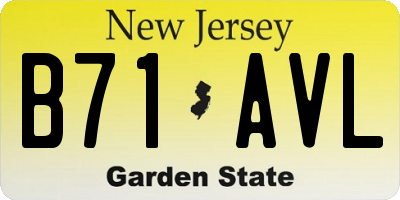 NJ license plate B71AVL