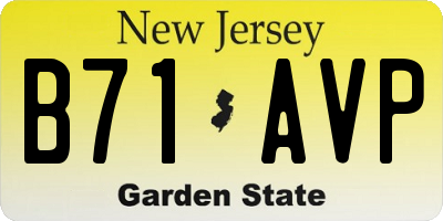 NJ license plate B71AVP