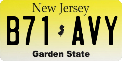 NJ license plate B71AVY