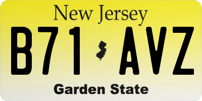 NJ license plate B71AVZ