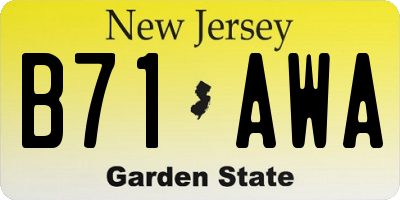 NJ license plate B71AWA