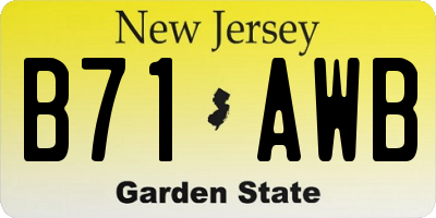 NJ license plate B71AWB