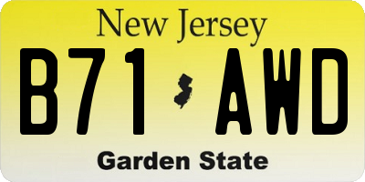 NJ license plate B71AWD