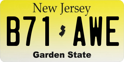NJ license plate B71AWE