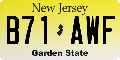 NJ license plate B71AWF