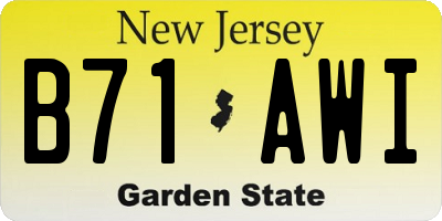 NJ license plate B71AWI