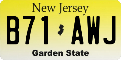 NJ license plate B71AWJ