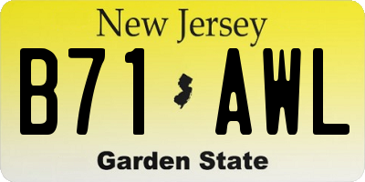 NJ license plate B71AWL