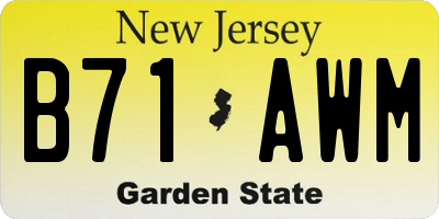 NJ license plate B71AWM