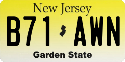 NJ license plate B71AWN