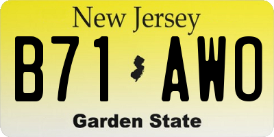 NJ license plate B71AWO