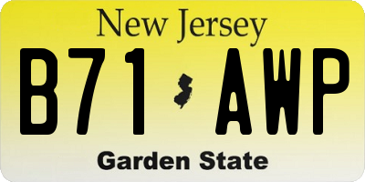 NJ license plate B71AWP