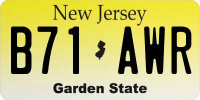 NJ license plate B71AWR