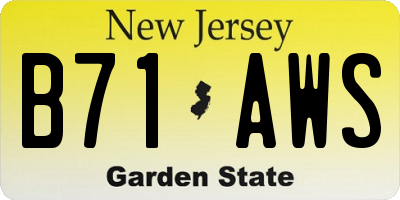 NJ license plate B71AWS
