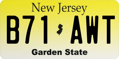 NJ license plate B71AWT