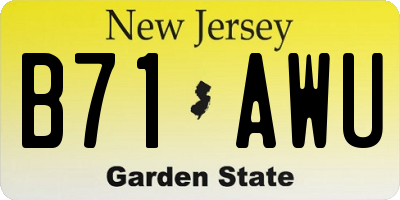 NJ license plate B71AWU