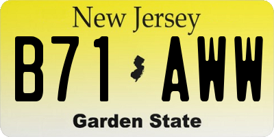 NJ license plate B71AWW