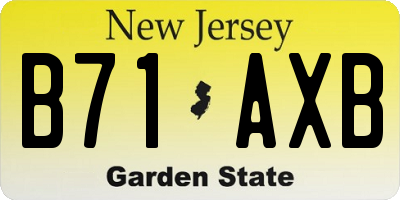 NJ license plate B71AXB