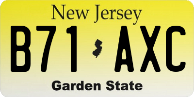 NJ license plate B71AXC