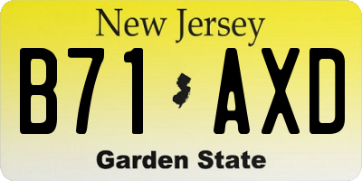 NJ license plate B71AXD