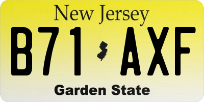 NJ license plate B71AXF