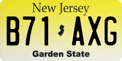 NJ license plate B71AXG