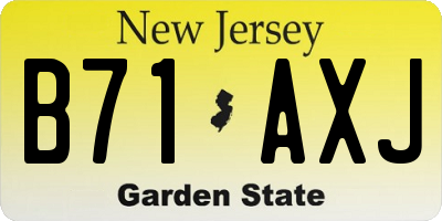 NJ license plate B71AXJ