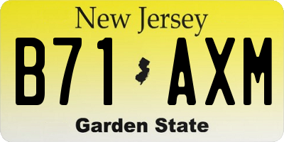 NJ license plate B71AXM