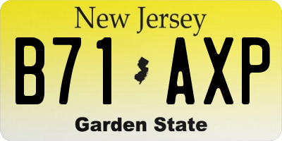 NJ license plate B71AXP