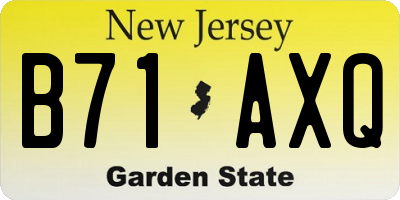 NJ license plate B71AXQ