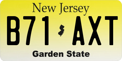 NJ license plate B71AXT