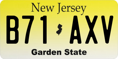 NJ license plate B71AXV
