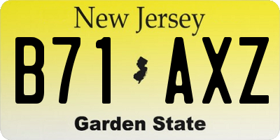 NJ license plate B71AXZ