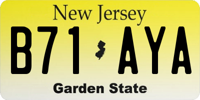 NJ license plate B71AYA