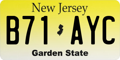 NJ license plate B71AYC