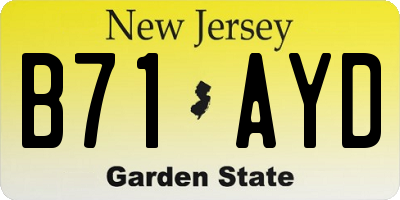 NJ license plate B71AYD