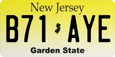 NJ license plate B71AYE