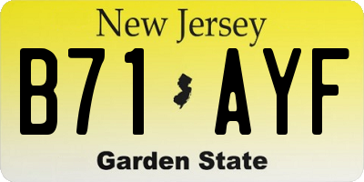 NJ license plate B71AYF