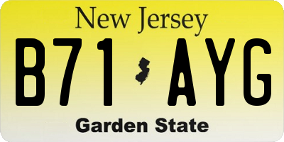 NJ license plate B71AYG