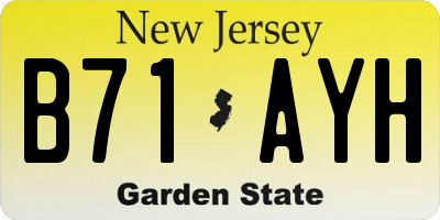 NJ license plate B71AYH