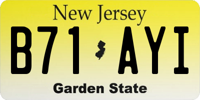 NJ license plate B71AYI