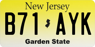 NJ license plate B71AYK