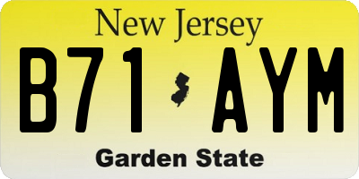 NJ license plate B71AYM