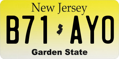 NJ license plate B71AYO