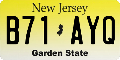 NJ license plate B71AYQ
