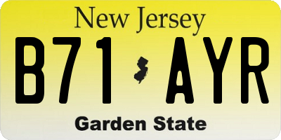 NJ license plate B71AYR